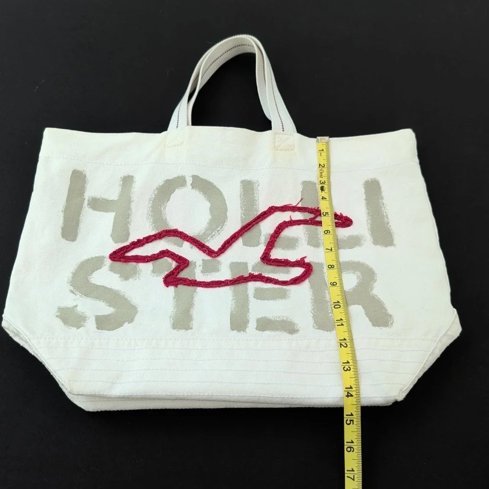 Y2K Hollister Canvas‎ Tote Bag Embroidered Beach Maroon White